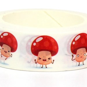 Tabouret vénéneux kawaii, ruban adhésif en Washi avec motif champignon, ruban adhésif, ruban à motifs, réservation de scrapbooking, cartes, travaux manuels, bobine de 10 m