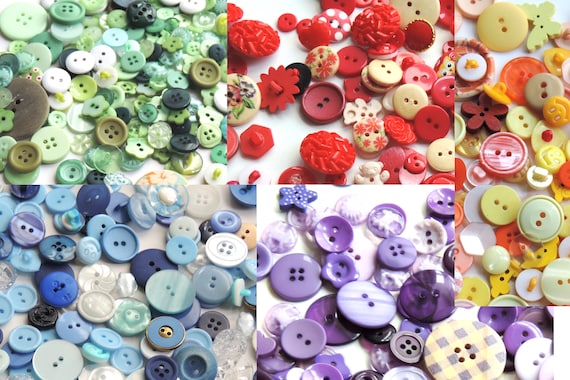 100 x Mixed Button selection Round/Plain/Patterned For Crafts