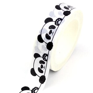 Padrão de impressão de panda fofo, fita washi de pandas kawaii, fita adesiva decorativa, estampada, scrapbooking, cartões, artesanato, rolo de 10 m