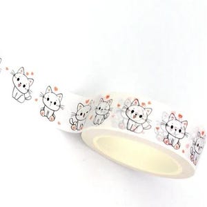 Kittenpatroon, schattig kitten-washi-tape, liefdeskat decoratief plakband, patroontape, scrapbookingateliers, kaarten, knutselen, haspel van 10 m