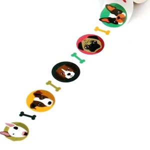 Cartoon dog pattern, Kawaii dog heads ,Washi Tape, Decorative Tape, Patterned Tape, Scrap booking, Cards, Crafts, 10m reel