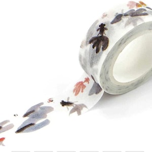 Japanese Koi Carp, fish Washi Tape, Decorative Adhesive Tape, Japanese Sumi-e watercolour, Cards, Scrap booking, Crafts 7m reel,