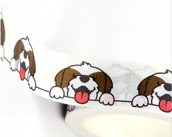 Shih Tzu dog pattern, Kawaii, Washi Tape, Decorative Adhesive Tape, Patterned Tape, Scrap booking, Cards, Crafts, 10m reel