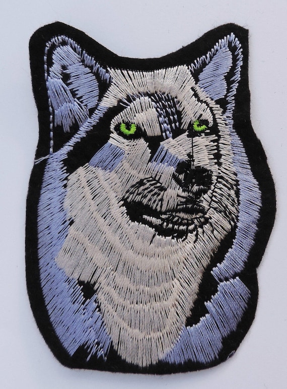 Wolf, Sew on patch, Silver Wolf, Rock Chic, Jeans Jacket Patch, Bag,  Clothes,