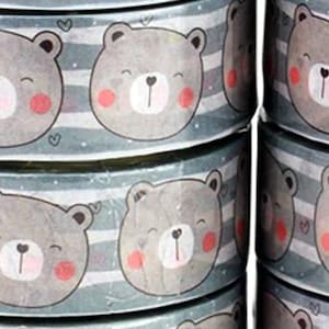 Modello Bear Faces, Cute kawaii Bear face Washi Tape, Nastro adesivo decorativo, Patterned, Scrapbooking, Cards, Crafts, 10m reel