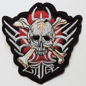 Totenkopf mit gekreuzten Knochen, Aufnäher, Rock Chic, Biker, Metal, Jeans Jacke Aufnäher, Tasche, Kleidung,