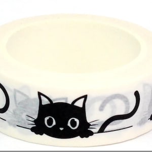 Peeking Kitty Cat patroon, schattige kawaii gezichten Washi Tape, decoratieve plakband, patroon, scrapbookingateliers, kaarten, ambachten, 10m haspel