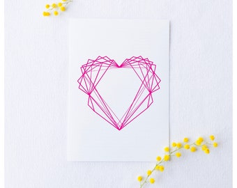 Pink Geometric Heart Card