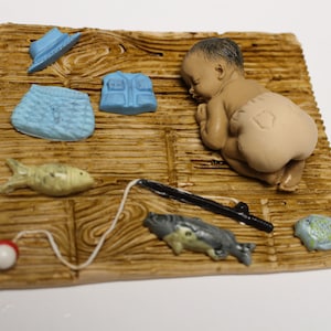 Fondant Gumpaste Fisherman Baby Cake Topper