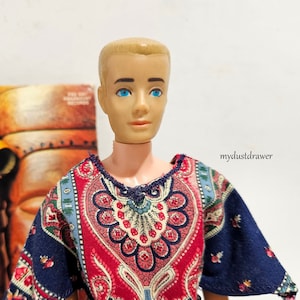 vintage KEN Barbie Doll Blonde Hair Straight Legs mommie made Dashik!  Lives in Barbie Mattel Doll World Japan!