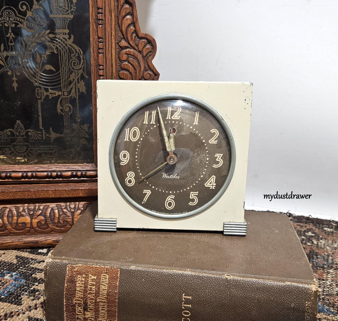 Vintage Art Deco Westclox Alarm Clock: Red Dot, Brown Face (non-working ...