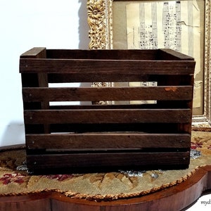 old Vintage Slotted WOODEN BOX for display or to use as a riser.  So many uses!!!