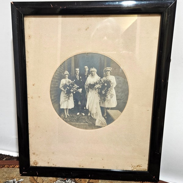 vintage Edwardian Wedding Bride Groom Photograph from Warrington UK Framed!!