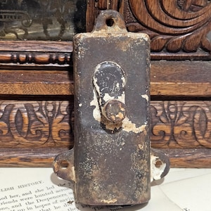 antique Eastlake or Art Deco Salvaged Rusty Patina Lock for Door Cast Iron TLC!