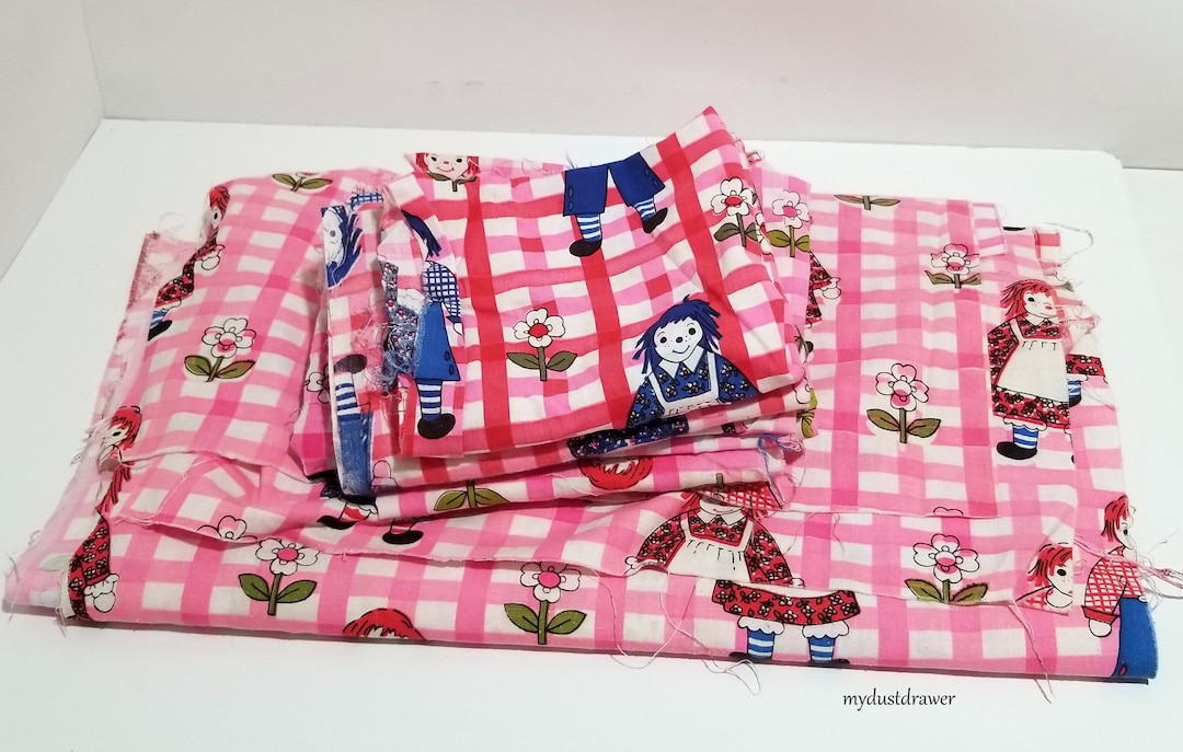 Large Lot of Vintage RAGGEDY ANN and ANDY Doll Cotton Fabric Etsy