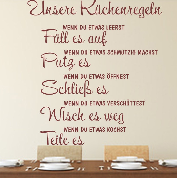 Wandtattoo Küchenregeln Küche Spruch Zitat WallArt Familie Etsy