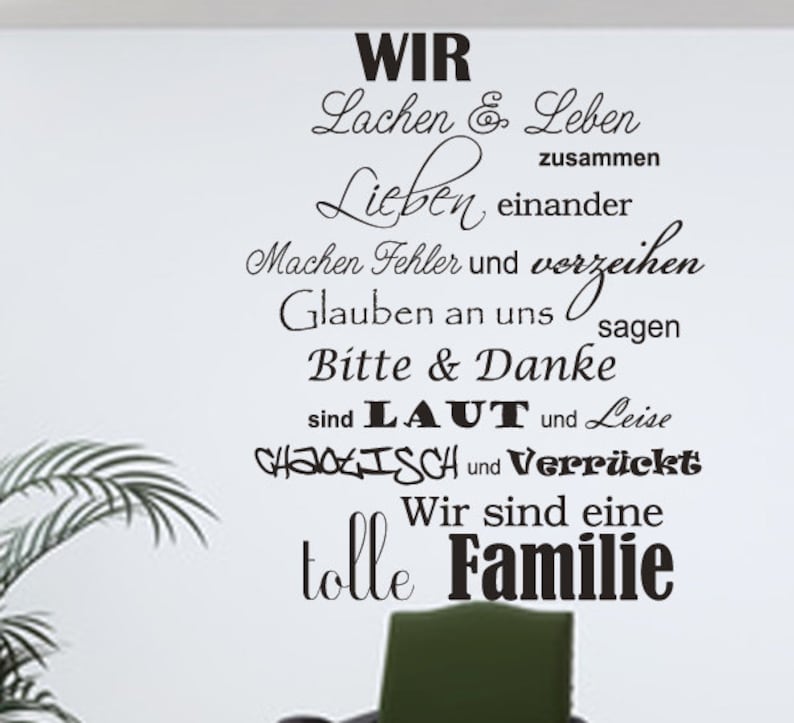 Wandtattoo Wir sind eine tolle Familie Worte Lachen Leben Etsy