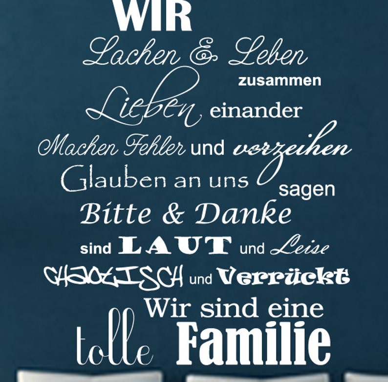 Wandtattoo Wir sind eine tolle Familie Worte Lachen Leben Etsy