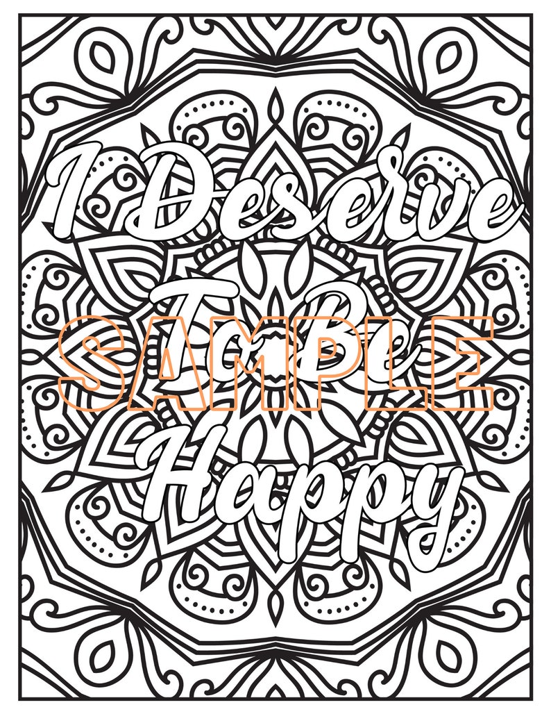 Mandala Coloring Pages 25 Inspirational Quotes Floral - Etsy UK