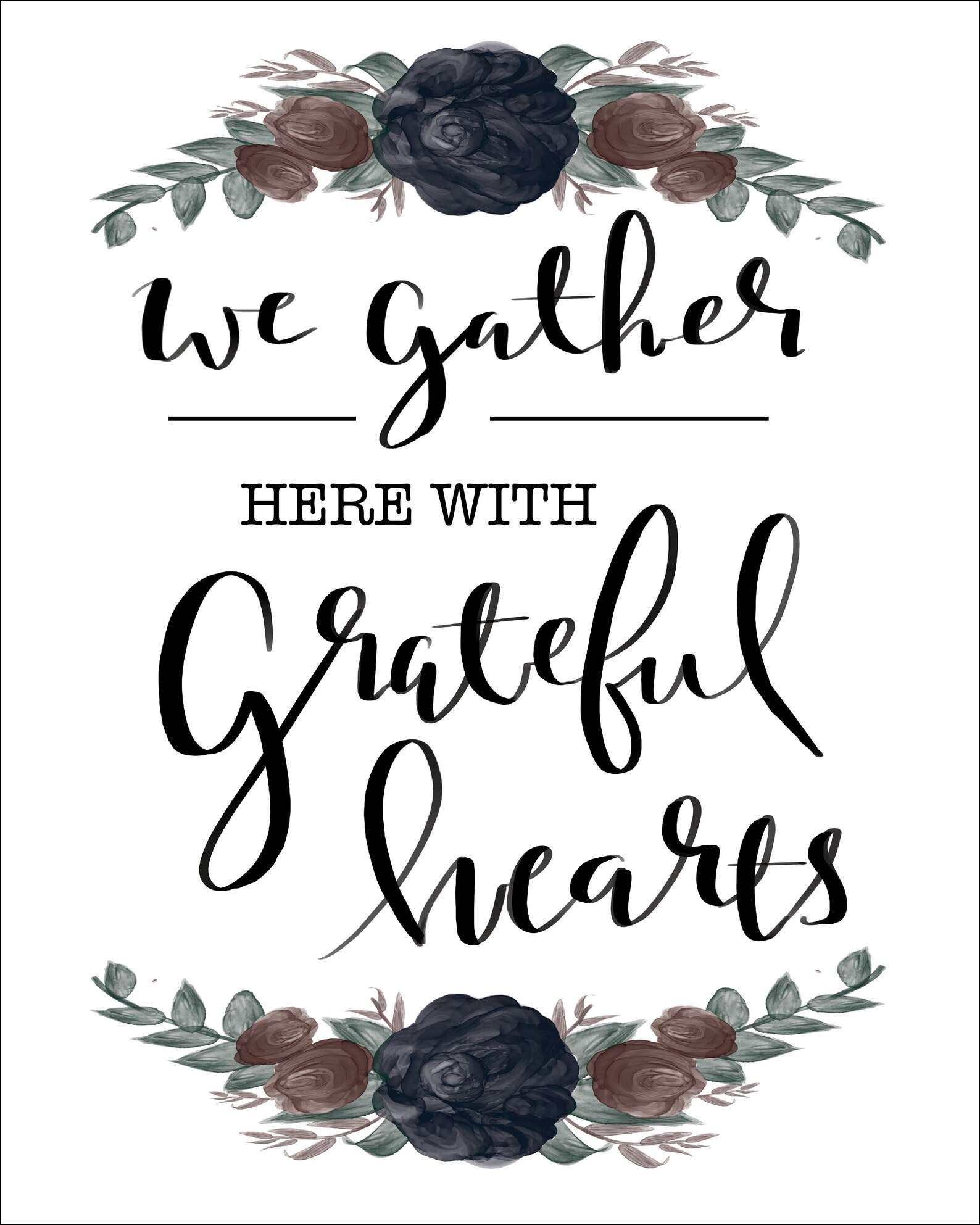 We Gather Here with Grateful Hearts printable wall art | Etsy
