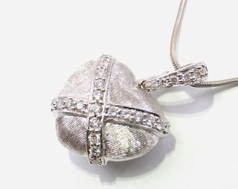 BLOWOUT Sale—6.5 Grams 18k Romantic Diamond Heart Brushed Gold Pendant Enhancer Charm