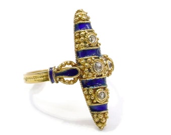 BLOWOUT Sale—Stunning Antique Diamond Eagle Enamel Jabot 14k Gold Sword Brooch Pin