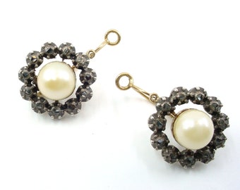 BLOWOUT Sale—Antique Georgian Pearl 18k Gold Silver Halo Earrings