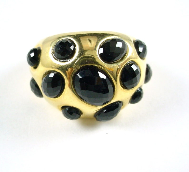 Italian Onyx 14k Gold Bombe Cocktail Ring