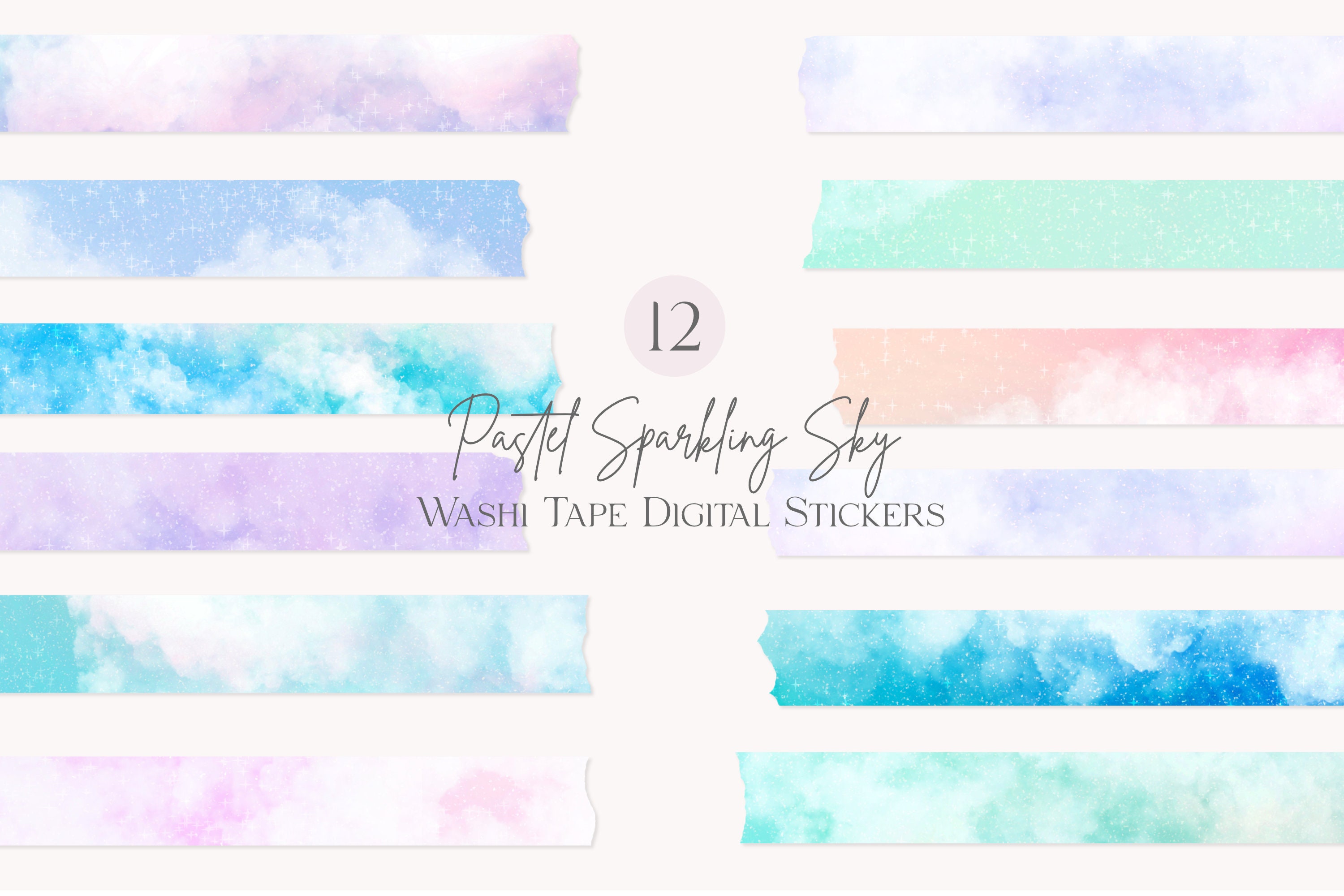 DIGITAL WASHI TAPE Y2K Aesthetic Pastel Washi Tape for Goodnotes,  Notability, Onenote Clipart, Galaxy Washi Tape for Digital Planner 