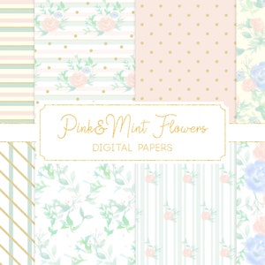 Watercolor Flower Digital Papers, Blush Digital Paper, Floral Spring Digital Papers, Flower Background