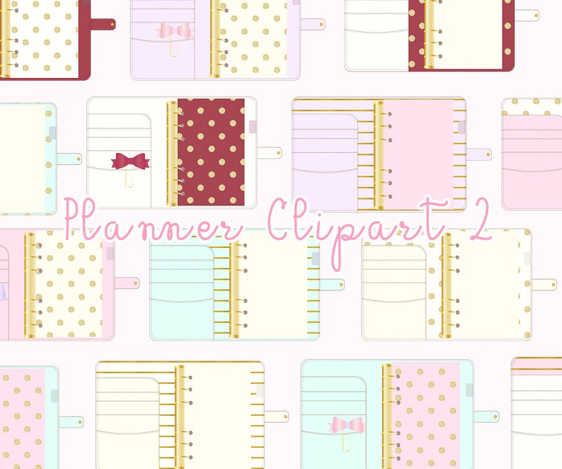 Planner Clipart 2 Binder Clipart cute kawaii planner Etsy