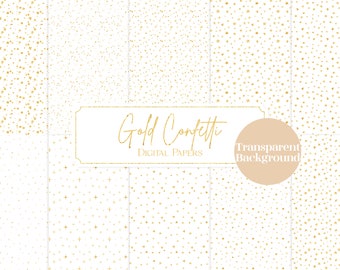 Gold Glitter Confetti Overlay Pattern Digital Papers | Glitter Polka Dot Paper, Glitter Star Digital Paper