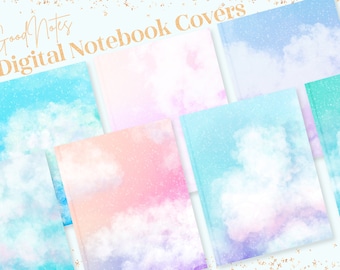Digital Notebook Covers, GoodNotes Covers, Digital Planner Covers | Aesthetic Rainbow Sky Minimalist Covers