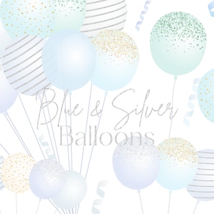 Silver and Blue Balloon Clipart | Birthday Balloon Clipart, Celebration Cliparts