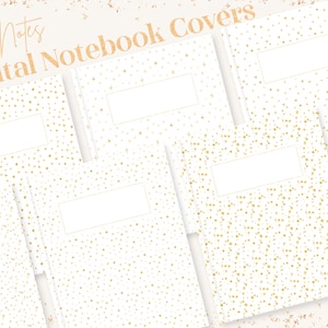 Digital Notebook Covers, GoodNotes Covers, Digital Planner Covers | Aesthetic Gold Glitter Confetti Minimalist Covers