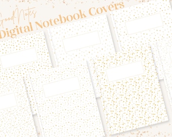 Digital Notebook Covers, GoodNotes Covers, Digital Planner Covers | Aesthetic Gold Glitter Confetti Minimalist Covers