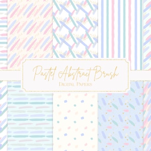 Pastel Abstract Brush Stroke Digital Paper, Seamless Modern Patterns, Watercolor Backgrounds for Scrapbooking and Crafts, Digital Download
