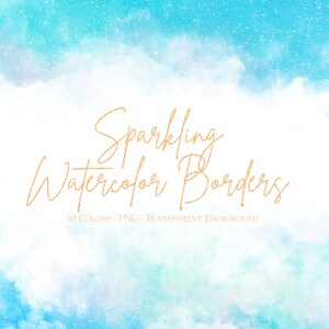 Sparkling Watercolor Border Clipart PNG, Watercolor Frame Border Clipart, Unicorn Watercolor Rainbow, Celestial clipart