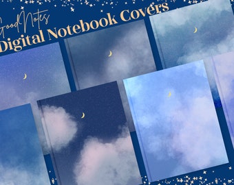Estética minimalista Estrellado Cielo Nocturno GoodNotes 5 Cuaderno Digital Portada Plantilla Set