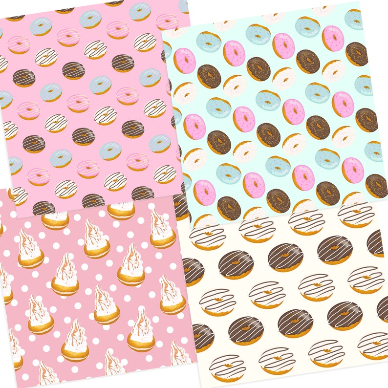 Donut Digital Papers Donuts Seamless Pattern Scrapbooking | Etsy