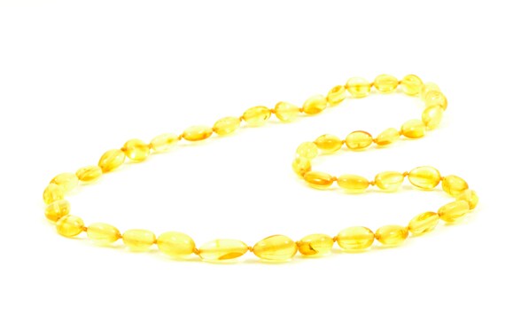 Baltic Amber Necklace for Adult Lemon color Genuine Baltic | Etsy