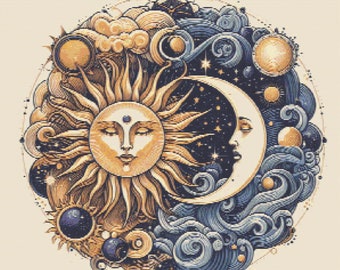 Sun Meets Moon PDF Cross Stitch Pattern