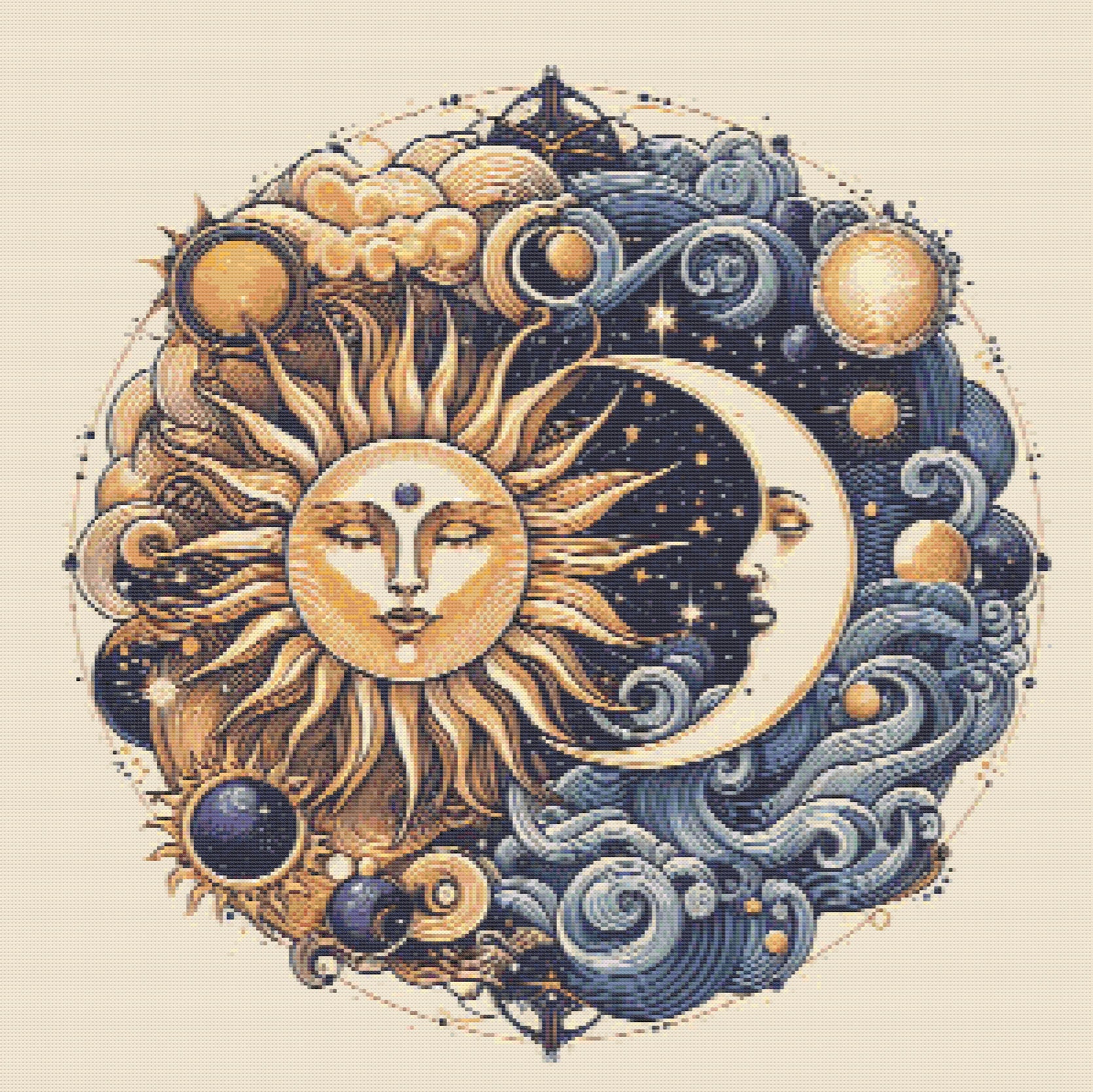 Sun Meets Moon PDF Cross Stitch Pattern