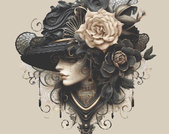 SteamPunk Cameo PDF Cross Stitch Pattern