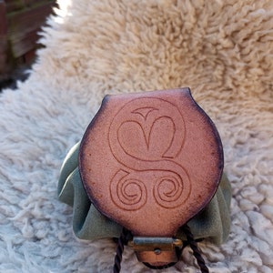 Handmade/crafted GreenTroll Cross Leather Pouch, LARP
