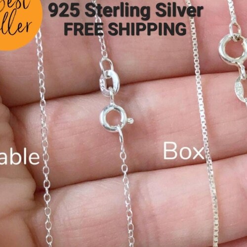 14" 16" 18" 20" 22" 24" 30" .925 Sterling Silver 1mm Thin Cable Chain Necklace 