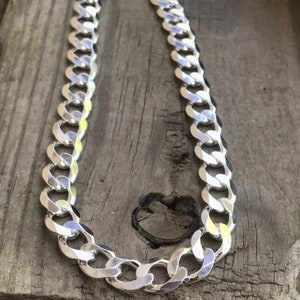 925 Sterling Silver 9mm Wide Chain Necklace, 20" 22" 24" 26" 28" 30" Solid Curb Link Finished Chain Necklace, Men's Necklace