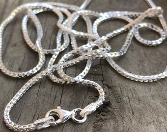 1.5mm Sterling Silver Franco Chain, Plain Chain, Finished Chain, 16,18,20,24, 30 inch, 16",18",20",24" 30" Necklace, Italian, .925 Sterling