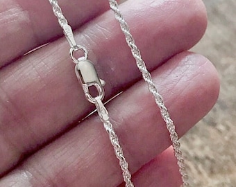 Sterling Silver 2mm Rope Chain, Silver Chain, Sterling Silver Chain, Completed Chain, Necklace for Women