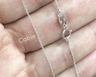 Sterling Silver Cable Chain, 20 inch, .5mm, delicate cable chain for Jewelry, Sterling Silver, completed cable